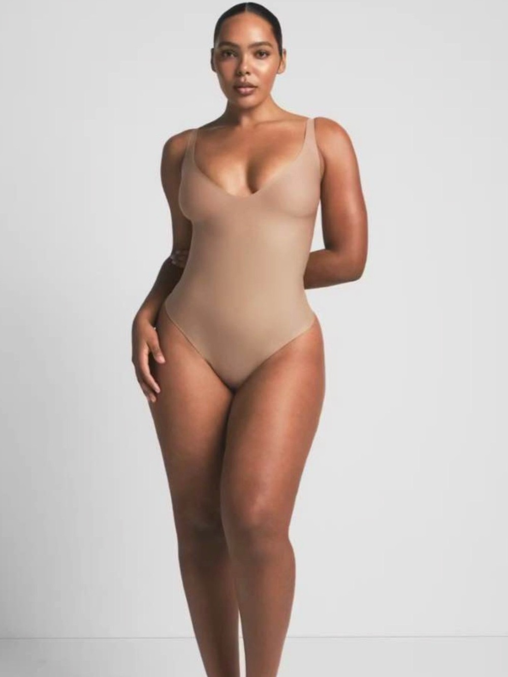 SKIMS Core Sculpt Plunge Thong Bodysuit - sienna XL
